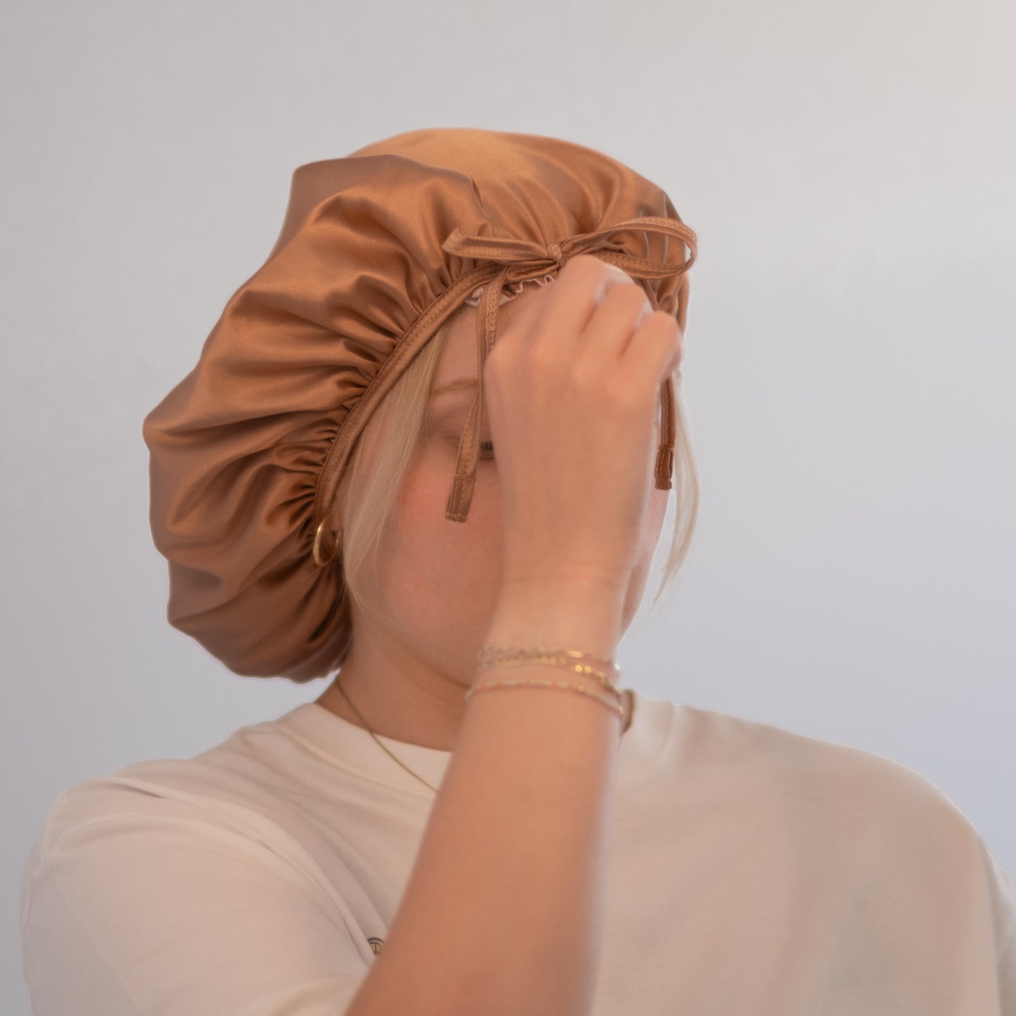 Bonnet de nuit en satin - Réversible