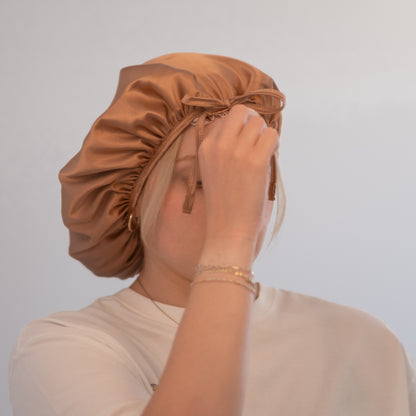 Bonnet de nuit en satin - Réversible